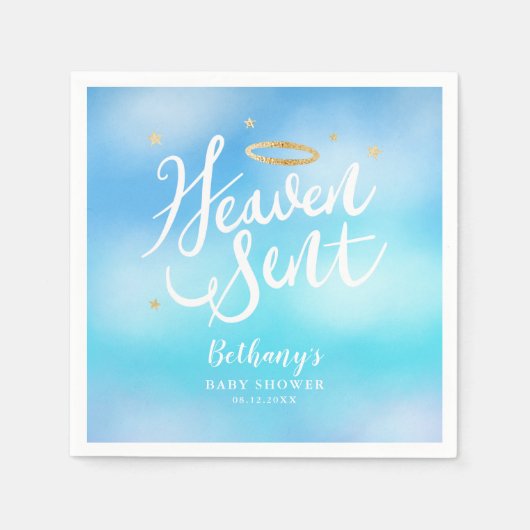 Heaven Sent Elegant Blue Sky Baby shower Servet (Voorkant)