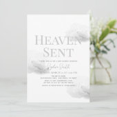 Heaven Sent Gender-neutral Grey Cloud Baby shower Kaart (Staand voorkant)