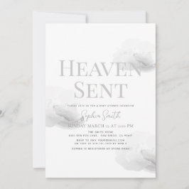 Heaven Sent Gender-neutral Grey Cloud Baby shower Kaart