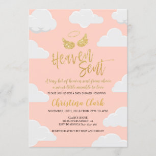 Heaven Sent Girl Baby shower Kaart