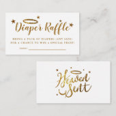 Heaven Sent Gold Baby shower Luier Raffle Ticket Informatiekaartje (Voorkant / Achterkant)