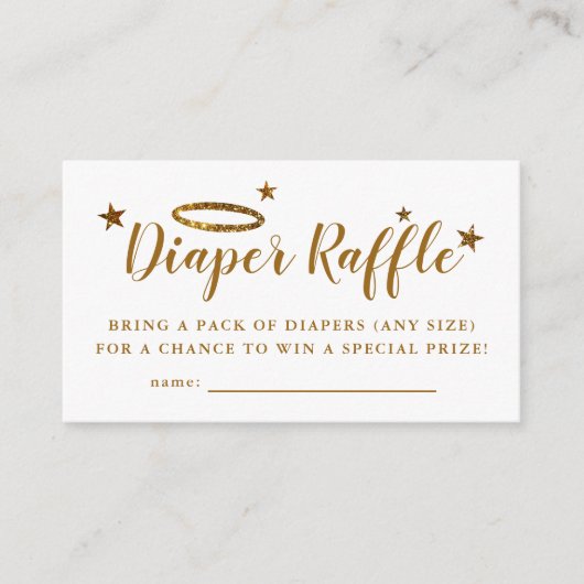 Heaven Sent Gold Baby shower Luier Raffle Ticket Informatiekaartje (Voorkant)