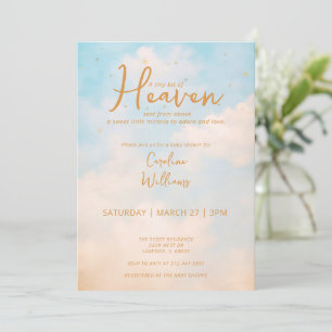 Heaven Sent Gold Gender Neutral Baby shower Kaart