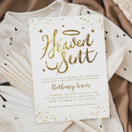 Heaven Sent Gold Gender Neutral Baby shower Kaart