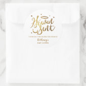 Heaven Sent Gold Glitter Baby shower Favor Ronde Sticker (Tas)