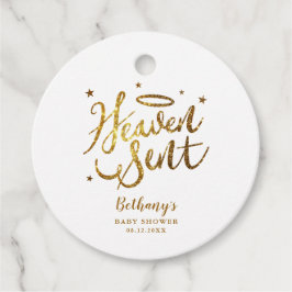 Heaven Sent Gold Halo Baby shower Gold Glitter Bedankjes Labels