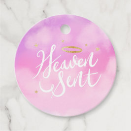 Heaven Sent Gold Halo Baby shower Roze Bedankjes Labels
