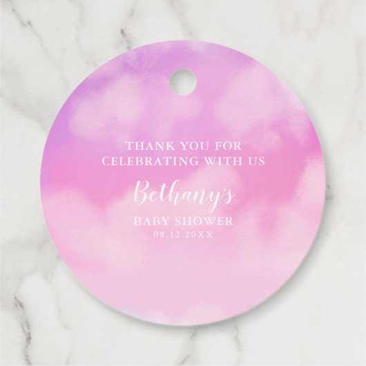 Heaven Sent Gold Halo Baby shower Roze Bedankjes Labels (Achterkant)