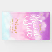 Heaven Sent Gold Halo Baby shower Roze Spandoek (Horizontaal)
