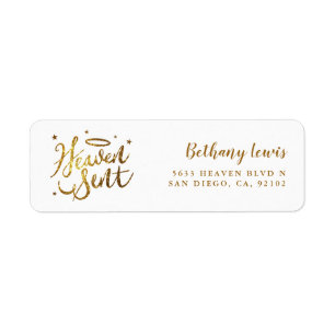 Heaven Sent Gold White Baby shower Return Address Etiket