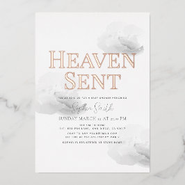 Heaven Sent Grey Cloud Genderneutraal Baby shower Folie Uitnodiging