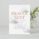Heaven Sent Grey Cloud Genderneutraal Baby shower Folie Uitnodiging (Staand Voorkant)