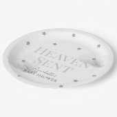 Heaven Sent Grey Cloud Genderneutraal Baby shower Papieren Bordje (Gekanteld)