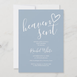 Heaven Sent Heart Stof Blauw Jongens Baby Shower Kaart