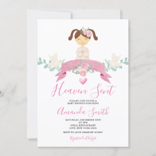 Heaven Sent Little Angel Baby shower Roze Bloemen Kaart
