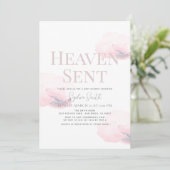 Heaven Sent Meisje Roze Wolk Baby shower Kaart (Staand voorkant)