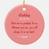 Heaven Sent Memorial Ornament in Pink (Achterkant)