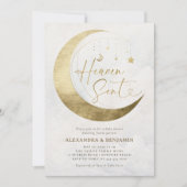 Heaven Sent Moon Gold White Sky Coed Baby Shower Kaart (Voorkant)