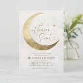 Heaven Sent Moon Gold White Sky Coed Baby Shower Kaart (Staand voorkant)
