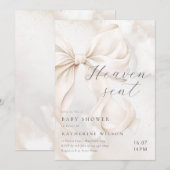 Heaven Sent Neutral Bow Baby Shower Invitation Kaart (Voorkant / Achterkant)