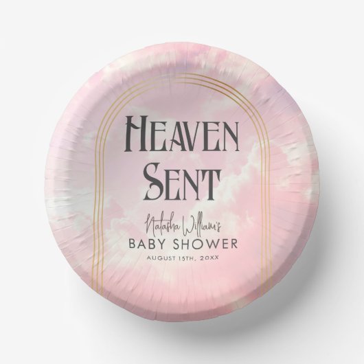 Heaven Sent Pastel Pink Clouds Sky Baby shower Papieren Kommen (Voorkant)