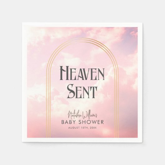 Heaven Sent Pastel Pink Clouds Sky Baby shower Servet (Voorkant)