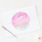 Heaven Sent Pink Baby shower Favor Ronde Sticker (Envelop)