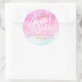 Heaven Sent Pink Baby shower Favor Ronde Sticker (Tas)