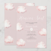 Heaven Sent Pink Cloud Baby Shower Invite Kaart (Voorkant / Achterkant)
