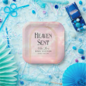 Heaven Sent Pink Clouds Gold Arch Baby shower Papieren Bordje (Feest)
