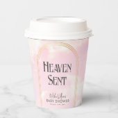 Heaven Sent Pink Cloudy Boho Arch Baby shower Papieren Bekers (Voorkant)