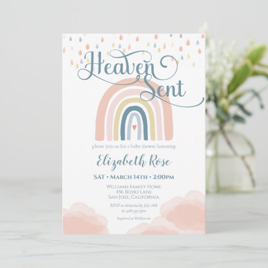Heaven Sent Rainbow Baby shower Clouds Kaart (Staand voorkant)