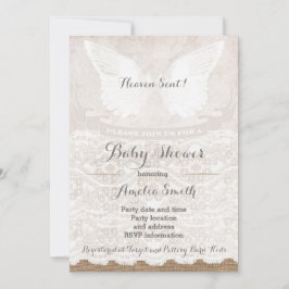 Heaven Sent Silver Taupe Angel Baby shower Kaart