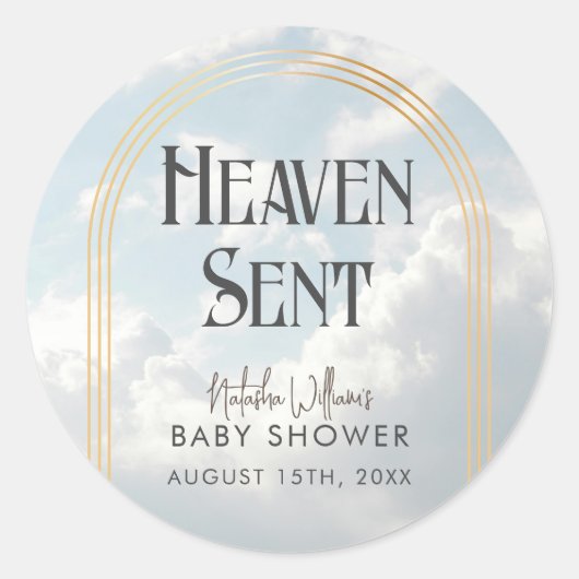 Heaven Sent Sky Blue Clouds Baby shower Sticker (Voorkant)