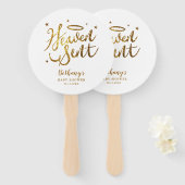 Heaven Sent Wit en Goud Baby shower Handwaaier (Voorkant en achterkant)