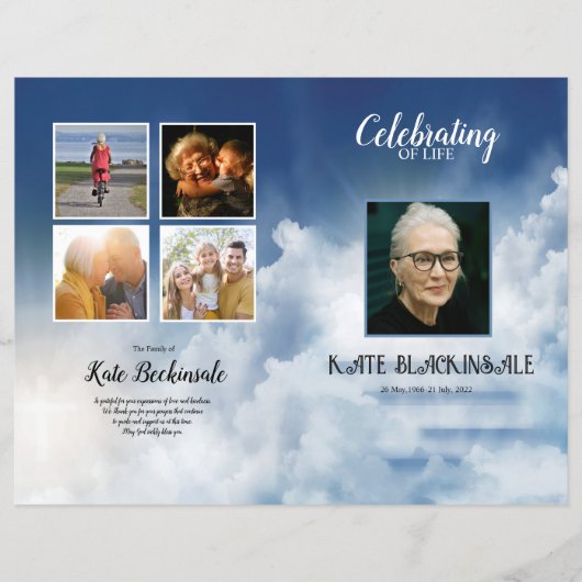 Heaven Sky Funeral Programme sjabloon (Voorkant)