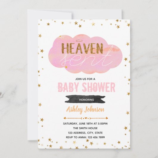 Heaven stuurde baby shower-uitnodiging kaart (Voorkant)