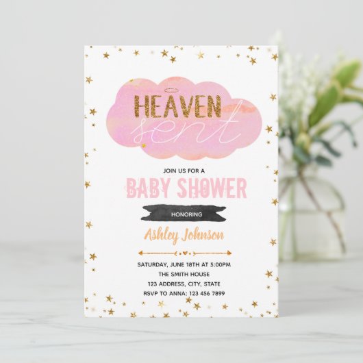 Heaven stuurde baby shower-uitnodiging kaart (Staand voorkant)