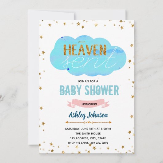 Heaven stuurde baby shower-uitnodiging kaart (Voorkant)