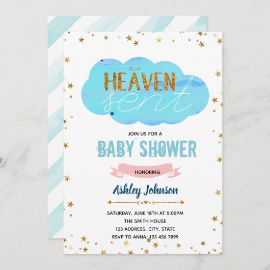 Heaven stuurde baby shower-uitnodiging kaart (Voorkant / Achterkant)