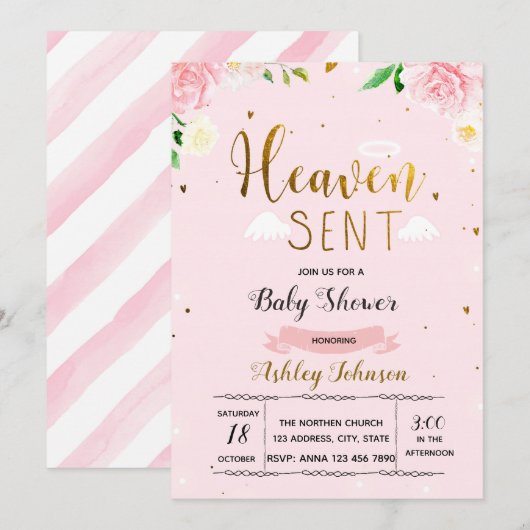 Heaven stuurde haar babymeisje uitnodiging (Voorkant / Achterkant)