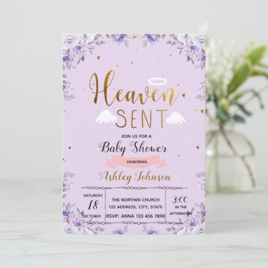 Heaven stuurde haar paarse uitnodiging (Staand voorkant)