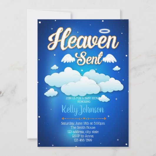 Heaven stuurde jongen baby shower uitnodiging (Voorkant)