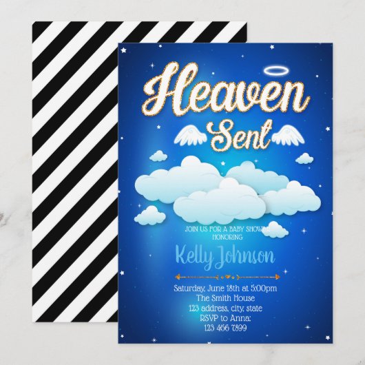 Heaven stuurde jongen baby shower uitnodiging (Voorkant / Achterkant)