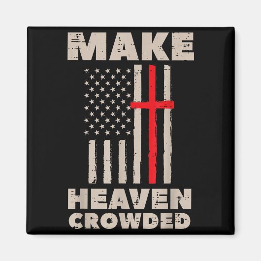 Heaven Us Flag Patriotic Christian Religious God J Magneet (Voorkant)