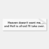 Heaven wil me niet - bumpersticker (Voorkant)