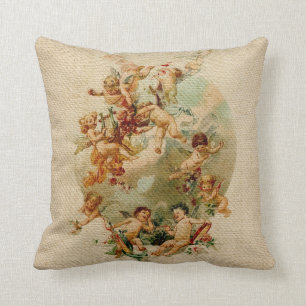 Heavenly Angel Cherubs  Script Burlap Kussen