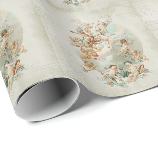 Heavenly Angel Cherubs script Cadeaupapier (Rol Hoek)