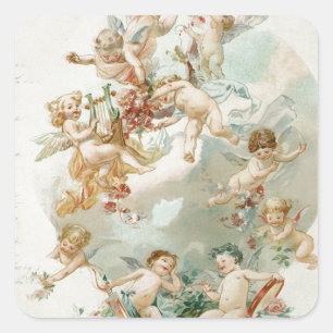 Heavenly Angel Cherubs  Script Vierkante Sticker