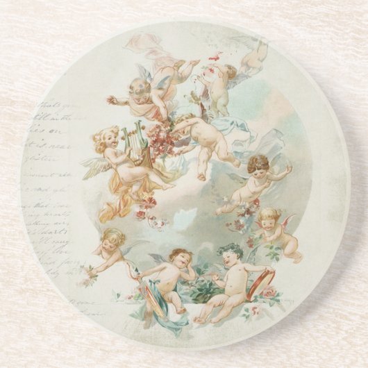 Heavenly Angel Cherubs  script Zandsteen Onderzetter (Voorkant)
